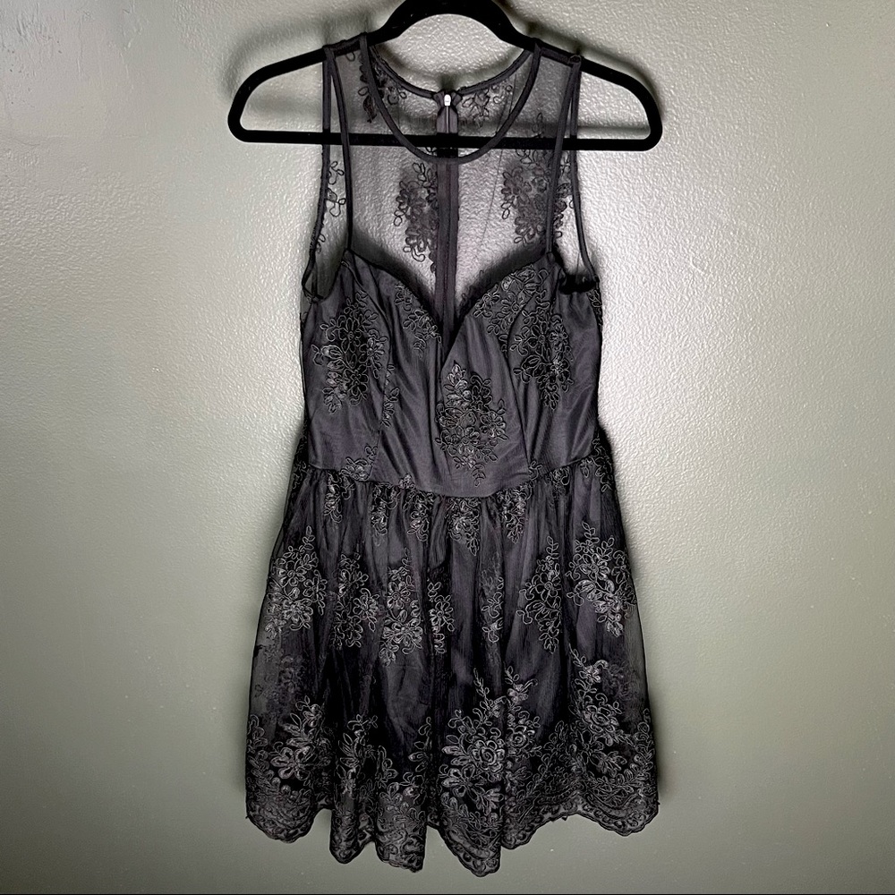 Black lace rockabilly vintage style tea dress